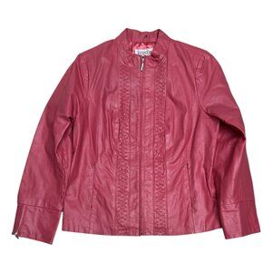 BRADLEY BAYOU Genuine Leather Pink Designer Vintage Y2K Jacket Womens Medium